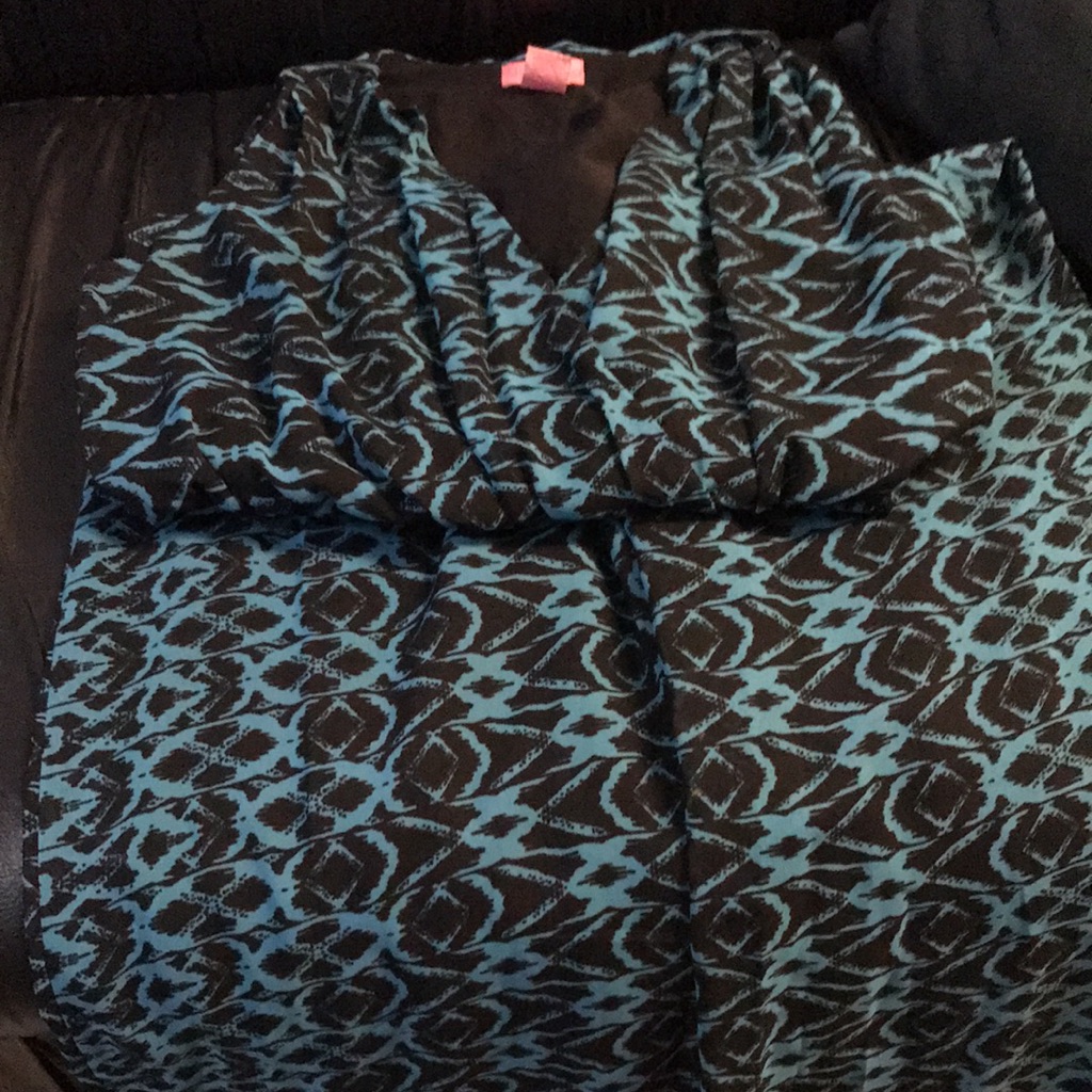 Blue/Black Printed Jumpsuit. Trendy Pattern.